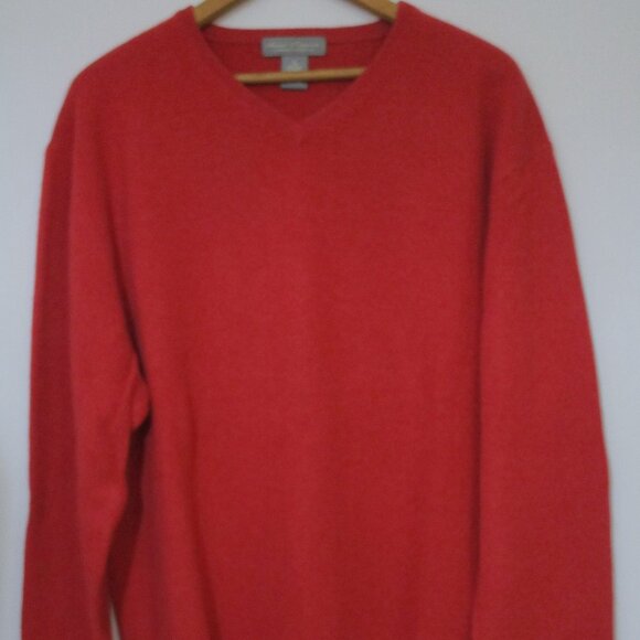 XL Mens Red CASHMERE V Neck Pullover Sweater NWOT Daniel Cremieux France - Picture 3 of 10